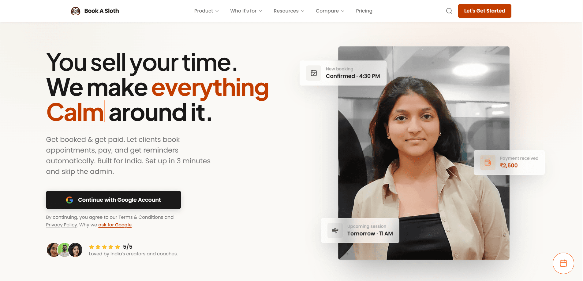 Book A Sloth website after the redesign