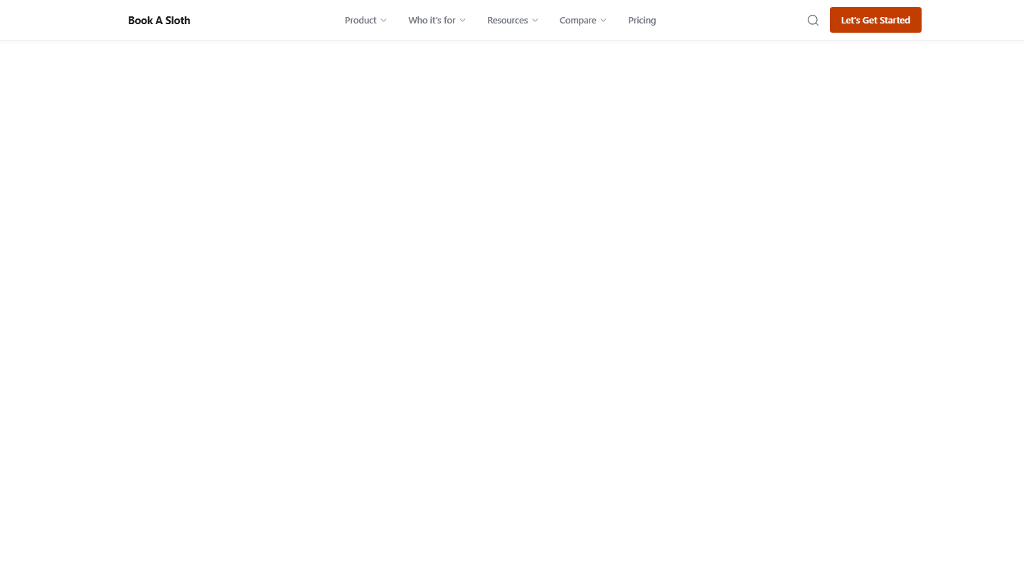 Book A Sloth, a booking platform interface shown in a browser